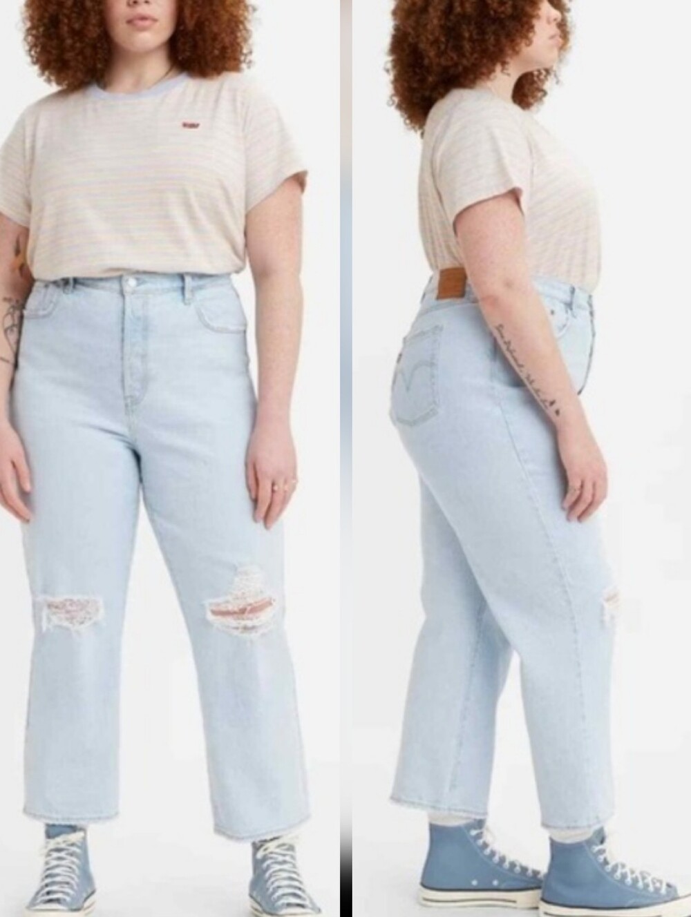 Levi's Ribcage Straight Ankle light wash Women's Jeans Plus Size 20WL LONG New